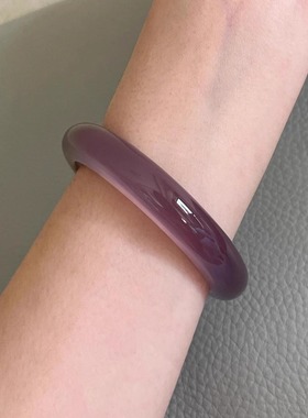 天然玛瑙手镯女款紫罗兰手镯冰种