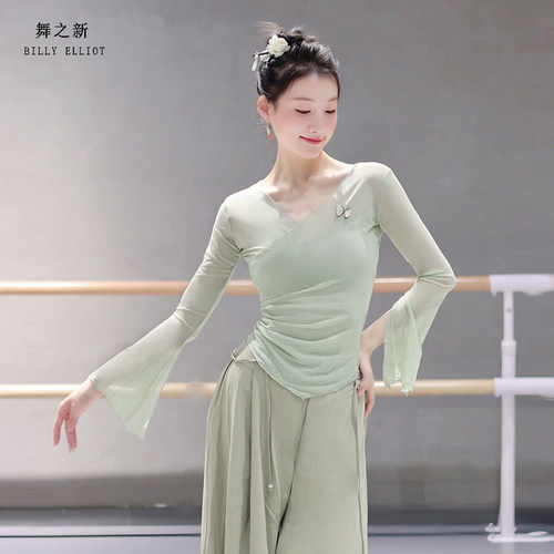 古典舞纱衣演出服飘逸形体中国舞练功服成人2025新款舞蹈上衣女款 - 图0