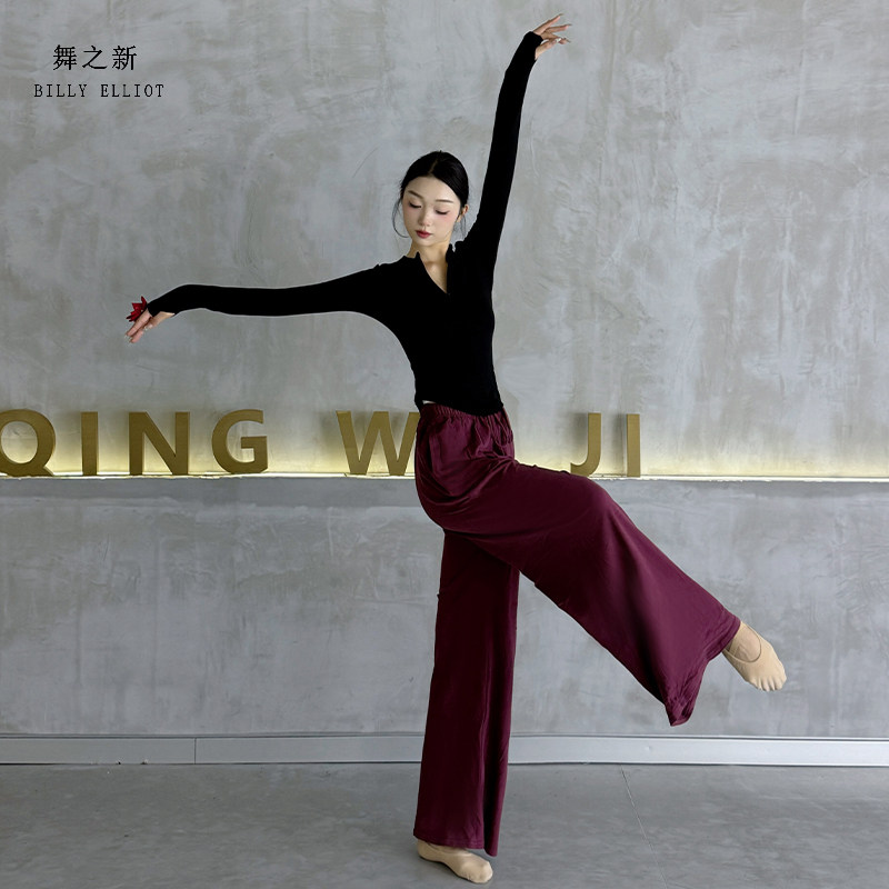 现代舞练功服舞蹈裤子新款冬季宽松演出中国舞服装阔腿裤古典舞服 - 图1