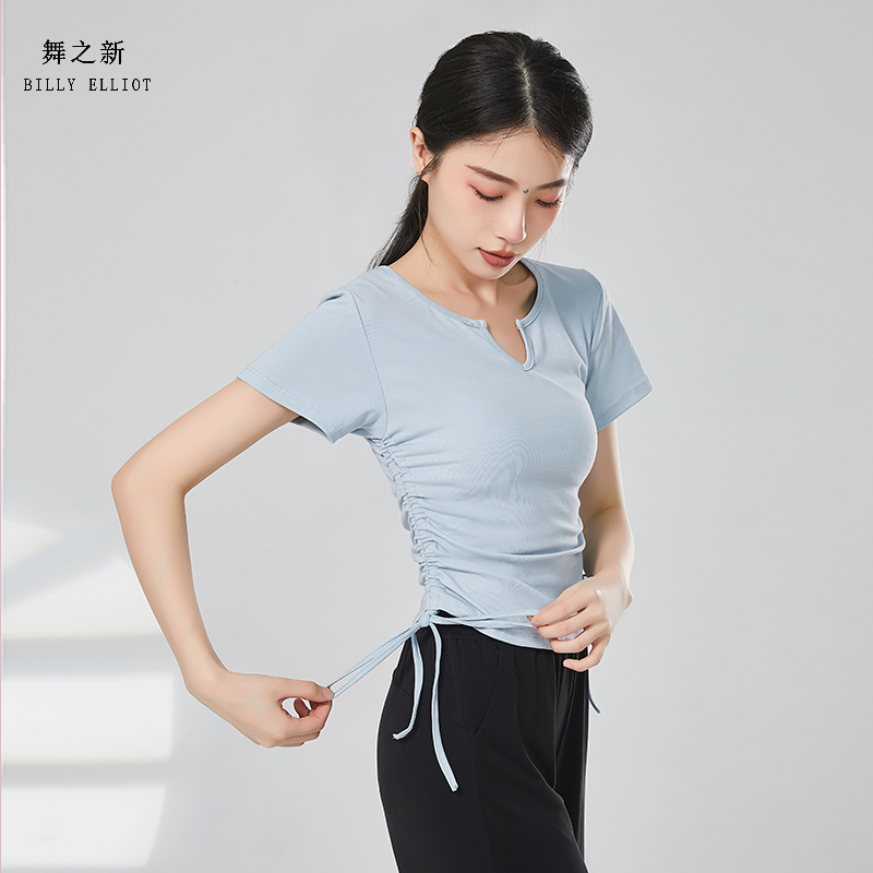 舞蹈上衣女款新款现代舞短袖形体训练服装夏季莫代尔古典舞练功服 - 图1