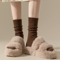 Socks female midbarrel socks Autumn winter style Thickened Wool Socks Warm Moon Socks Long Silo Pile Socks Wool stockings Long Sox Winter