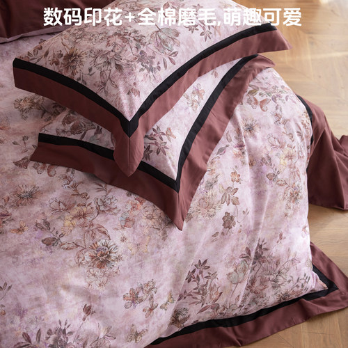 复古100SPro长绒棉数码印花四件套纯棉全棉被套床单轻奢床上用品4 - 图3