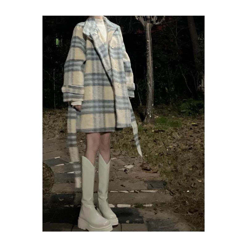 小香风复古格子毛呢外套女秋冬季2025新款夹棉加厚中长款韩系大衣,淘宝优惠券,粉丝福利购,淘宝优惠卷