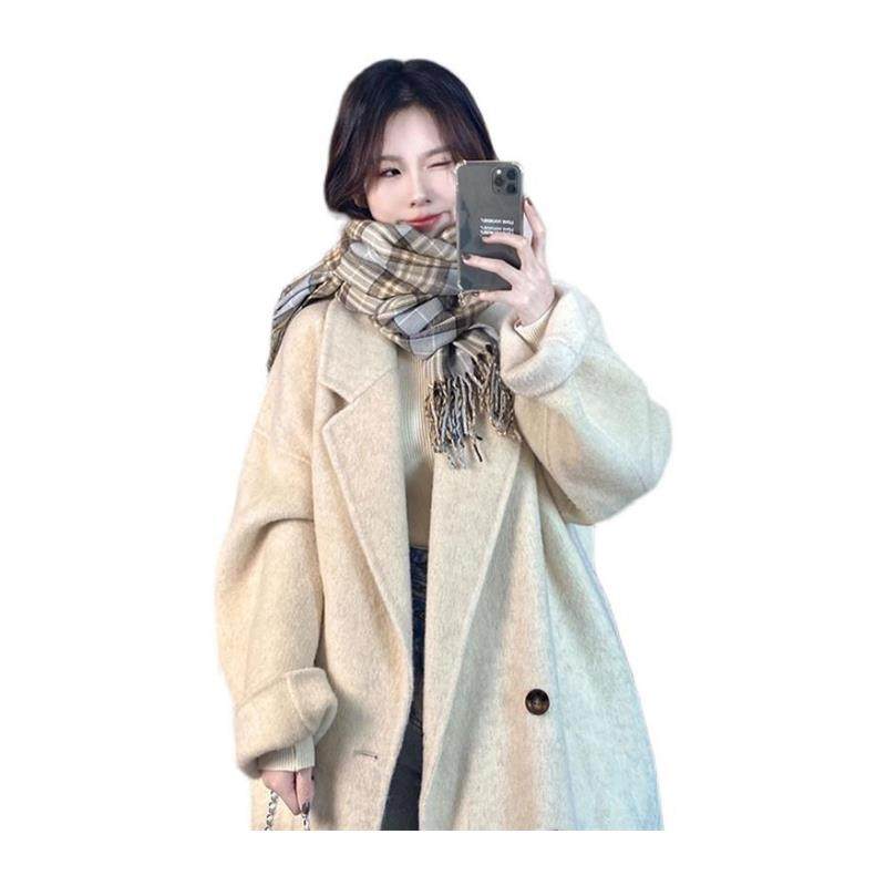 2025赫本风毛呢外套秋冬韩版宽松小个子呢子大衣女中长款加绒加厚,淘宝优惠券,粉丝福利购,淘宝优惠卷