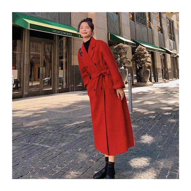 大码300斤赫本风红色呢子大衣女秋冬胖mm宽松中长款加厚毛呢外套,淘宝优惠券,粉丝福利购,淘宝优惠卷