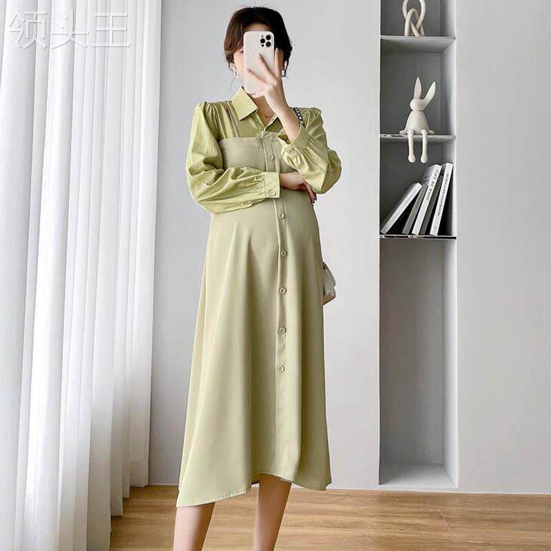 孕妇秋装高级感潮妈2022年连衣裙 食里湘风食品连衣裙