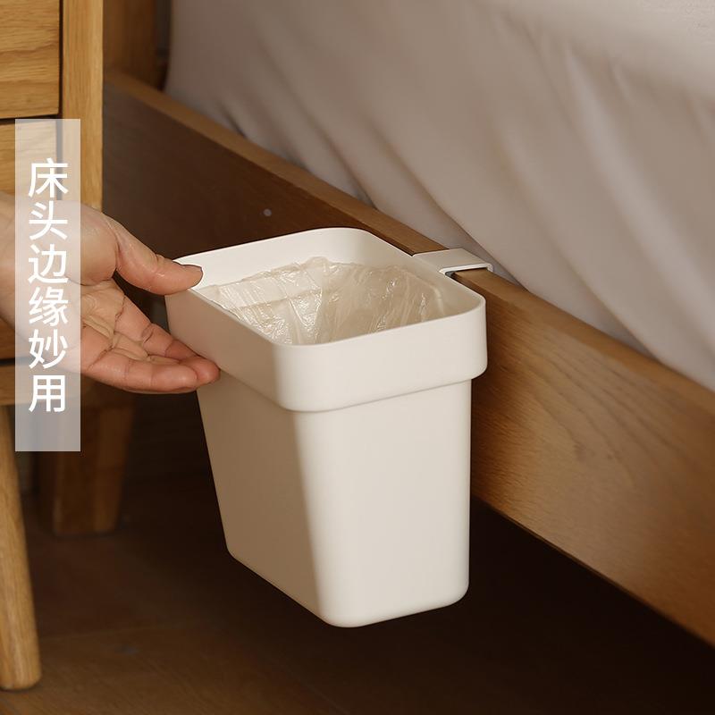 日式壁挂垃圾桶厨房橱柜门厨余垃圾筒厕所卫生间带盖纸篓床边简约 - 图0