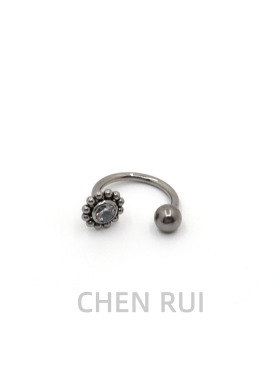 CHEN RUI唇环钛合金f136c型内螺纹锆石包镶唇钉c型饰品钉子小众