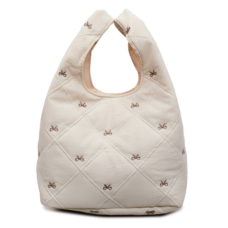 韩系菱格蝴蝶结手提包简约百搭上班通勤早八便携零食钱包手拎包女,淘宝优惠券,粉丝福利购,淘宝优惠卷