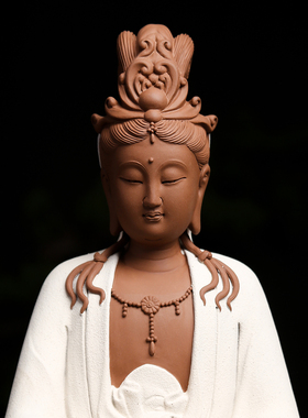 平安观世音菩萨坐莲德化陶瓷神像家用供奉观音菩萨佛像摆件