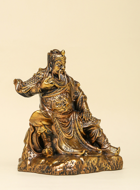 苏小瓷 仿铜款文关公武财神关羽佛像禅意室内客厅装饰桌面摆件
