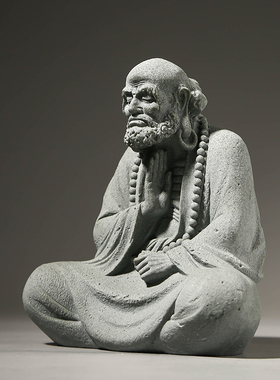 悟闻佛像青砂石中式装饰摆件