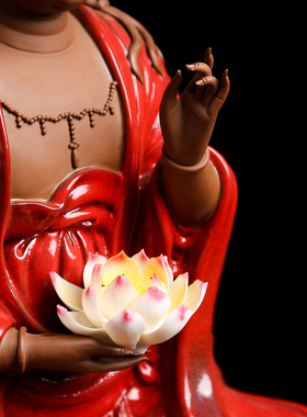 微笑持莲观世音菩萨坐莲德化陶瓷神像家用供奉观音菩萨佛像摆件