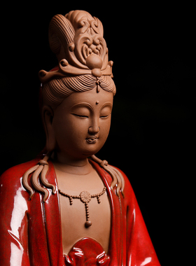 平安观世音菩萨坐莲德化陶瓷神像家用供奉观音菩萨佛像摆件