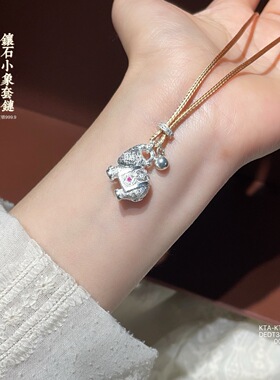 足银999.9纯银吊坠女款吉象如意项链送女友闺蜜礼物毛衣链锁骨链