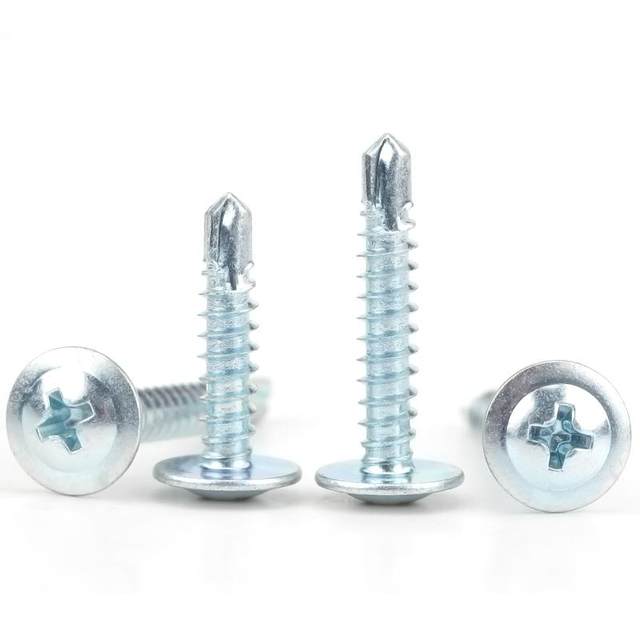 Galvanized large flat head drill tail self-tapping screw