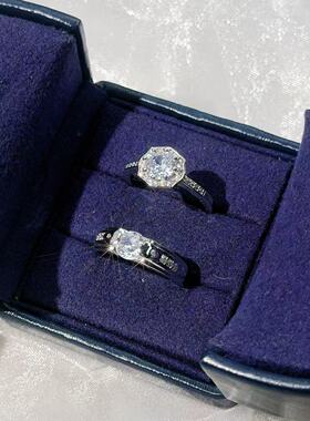 高级感仿真结婚戒指情侣钻戒对戒仪式感婚礼求婚可调节对戒道具用