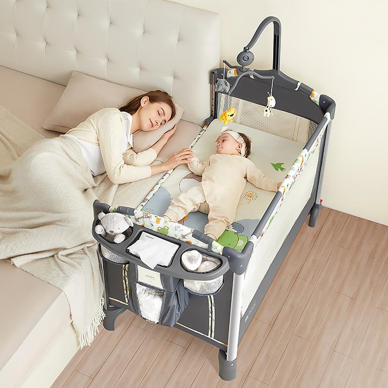 ABCmokoo帕尼婴儿床折叠宝宝床可移动新生儿摇篮床多功能拼接大床 - 图2