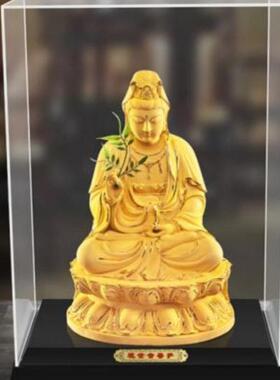 绒沙金观音摆件南海观音菩萨佛像坐莲观音家居装饰平安纳福摆设