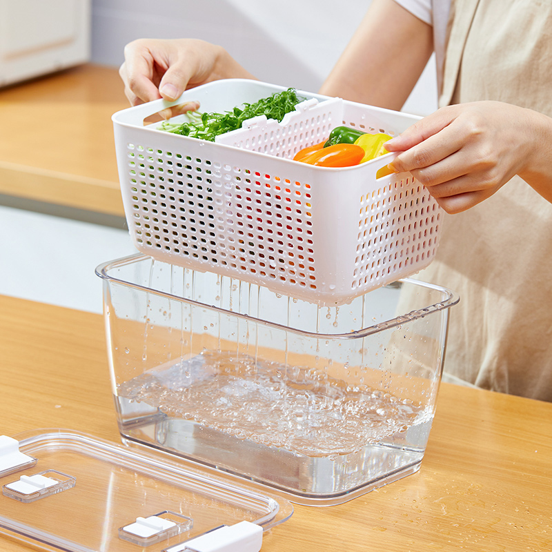 lissa保鲜盒冰箱专用冷冻收纳盒厨房大容量食品级水果蔬菜沥水盒 - 图3