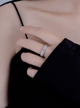 碎碎冰戒指千色叶S925纯银2025新款甜美情侣戒爆款满天星锤纹指环