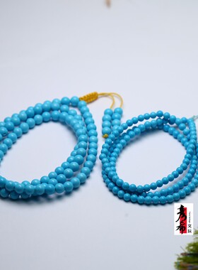 湖北绿松石小米珠手链多圈手串108项链男女暴力蓝小米链长款批发