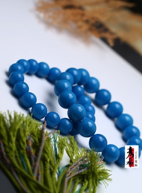 湖北绿松石高瓷暴力蓝玉化圆珠光珠老邢手串男女士款