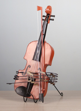 欧式复古客厅橱窗酒柜小提琴摆件