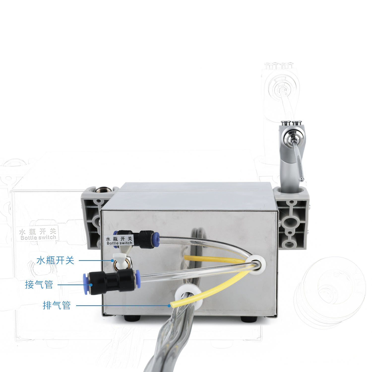 牙科口腔便携式涡轮机简易高速小型美牙仪仪器四孔二孔多用途器械-图1