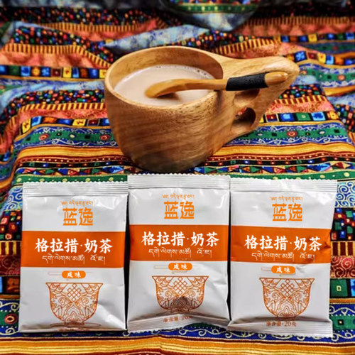 蓝逸速溶袋装咸奶茶川西炒米酥油茶早餐藏茶冲饮20g*20小包装热饮 - 图2