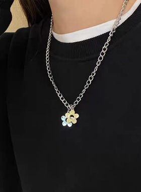 GUXUAN金银小花项链轻奢女纯欲系小众设计感ins嘻哈卫衣配饰毛衣