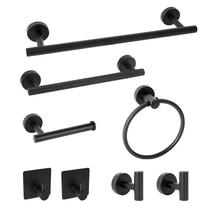 304 Stainless Steel Toilet Paper Towel Rack Bathroom Towel Rod Hook Fur Towel Rack Suit Bathroom Pendant 6 pieces