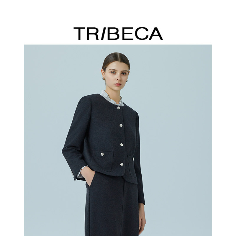 TRIBECA翠贝卡2025秋新款商场同款气质正肩通勤职业女短外套,淘宝优惠券,粉丝福利购,淘宝优惠卷