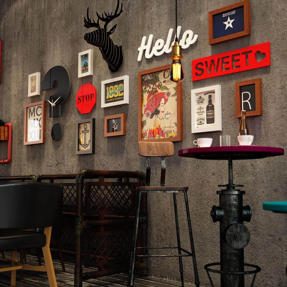 高分照古子_装227272工业风片墙鹿头钟表组合相框饰画复可换相片,淘宝优惠券,粉丝福利购,淘宝优惠卷