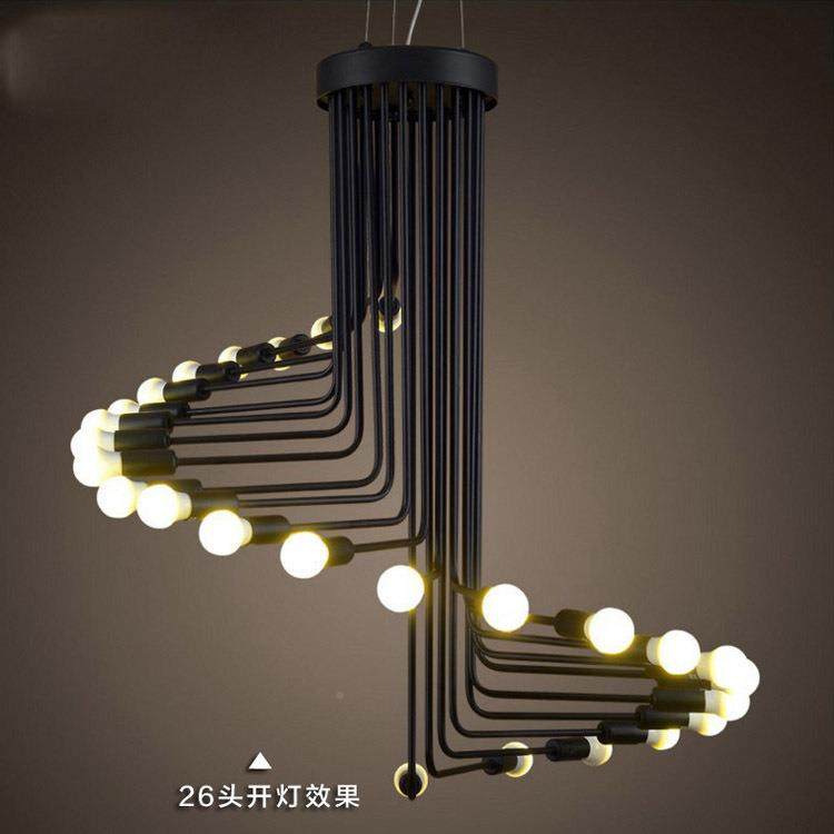 美式工复古铁艺创意楼业梯吊灯l大oft个性式厅复别墅螺旋灯具直销,淘宝优惠券,粉丝福利购,淘宝优惠卷
