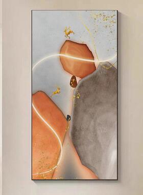 级感入户玄关装饰画竖版现轻奢走廊过道壁灯画档艺术石头画