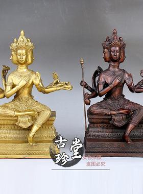 大纯铜泰国四面佛摆件小号大品梵天王10420201铜像家居玄关工艺摆