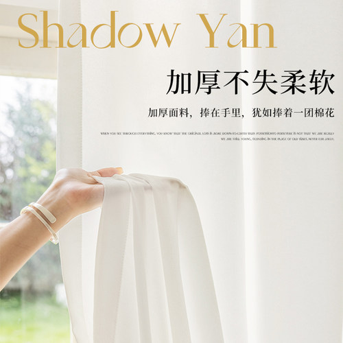 窗帘纱帘天丝绒透光不透人窗帘白沙客厅卧室幻影纱阳台飘窗网新红 - 图2