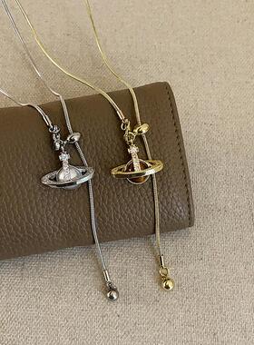 抽拉式立体星球项链女轻奢高级感时尚气质优雅通勤百搭颈链毛衣链