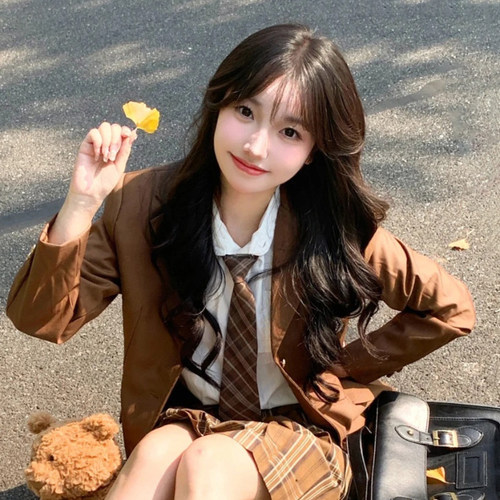 棕色jk格子条纹懒人免打学院风领带女款领绳配饰复古学士服领结 - 图0