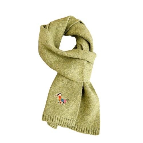 小马刺绣柔软羊绒围巾加厚保暖男女款本命年毛线围脖冬季2026新品 - 图3