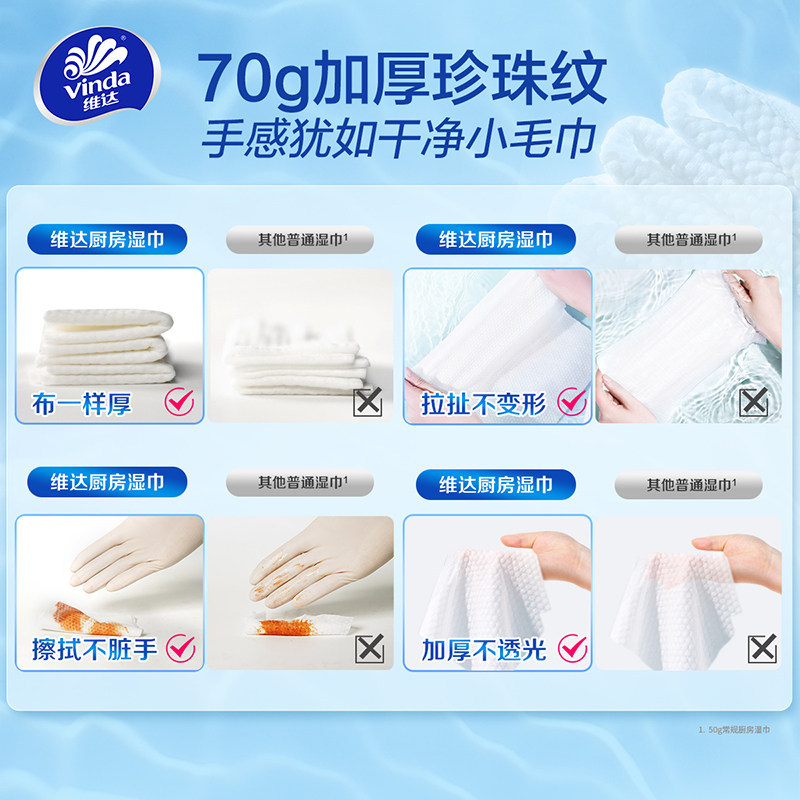 维达厨房清洁湿巾40片XL码大包吸油吸水抹布纸巾专用无纺布纸巾,淘宝优惠券,粉丝福利购,淘宝优惠卷