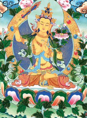 文殊菩萨装饰画家用供奉西藏仿手绘挂画藏传用品壁画藏式挂件唐卡