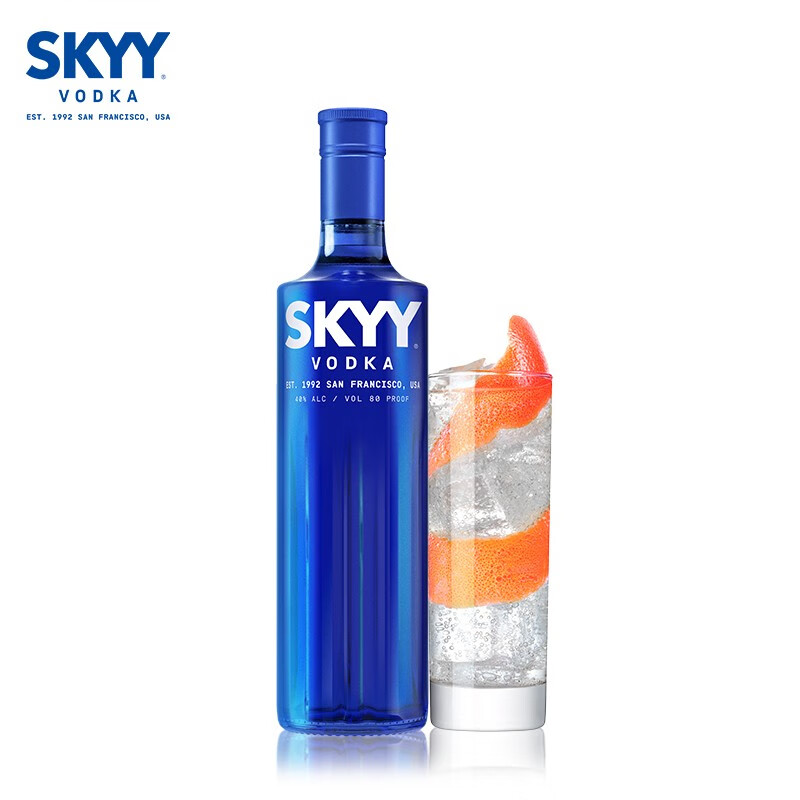 深蓝伏特加Skyy Vodka 蓝天伏特加原味洋酒烈酒鸡尾酒基酒750ml - 图1