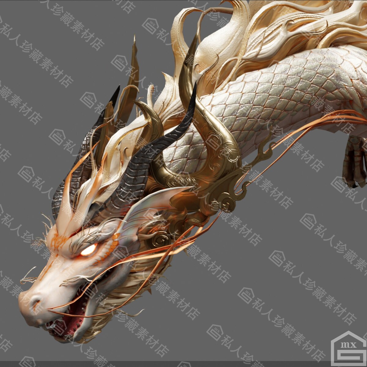 blender亚洲龙王动画3d模型次时代游戏2k贴图中国龙模型fbx blend