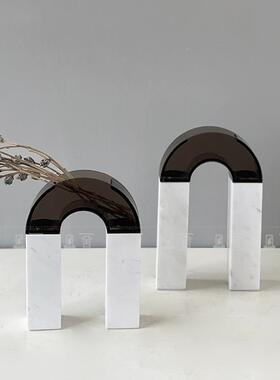 北理欧轻奢大石亚力拱形花样器插ZYZ花装饰摆件板房茶几电视克柜