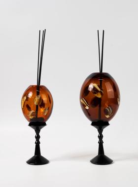 法式中古蛋形玻璃香薰摆件高级感小众样板间客厅床头柜摆件装饰品