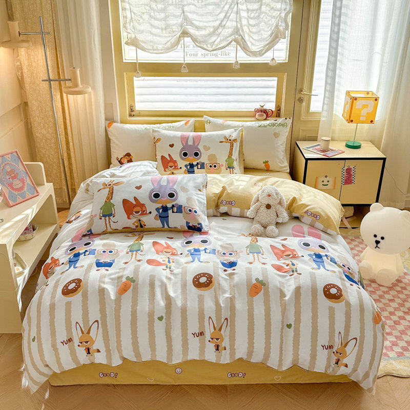 乌萨奇纯棉床上四件套疯狂动物城儿童床品全棉男被套床笠宿舍三件,淘宝优惠券,粉丝福利购,淘宝优惠卷