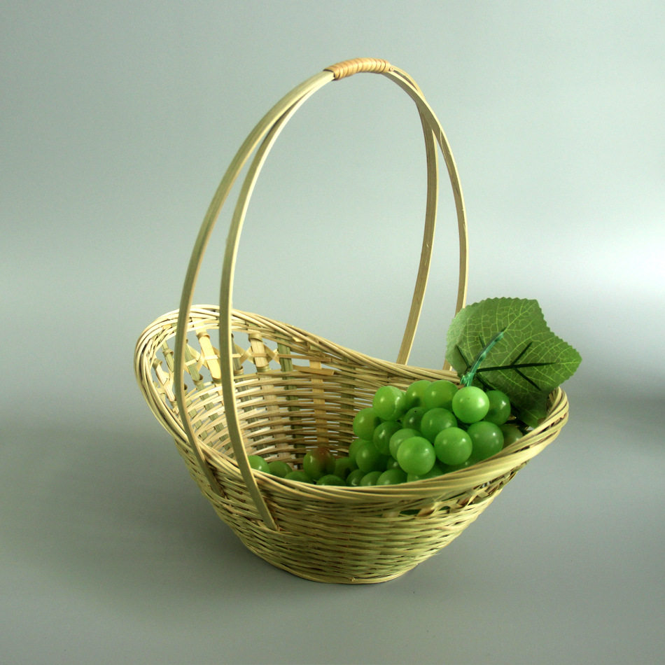 水果竹篮编织筐手提家用元宝形状竹制品干果收纳青篾小号装饰商用,淘宝优惠券,粉丝福利购,淘宝优惠卷