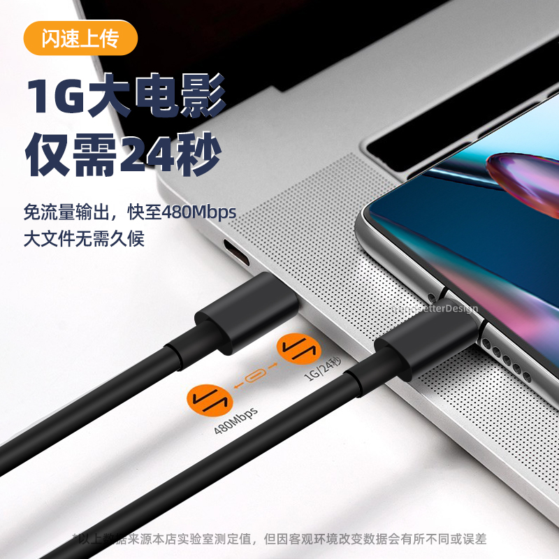 赢潜 适用摩托罗拉moto edgex30/s30/spro数据线pd快充联想拯救者pro/2pro双type-c充电线68W闪充 - 图1